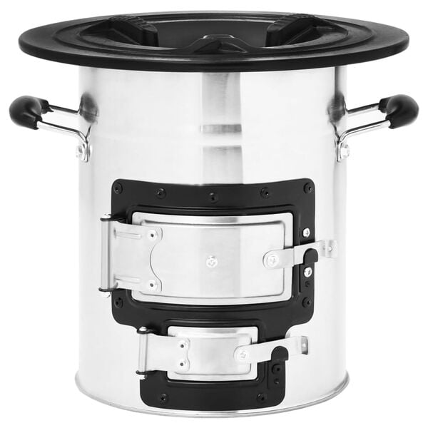 vidaXL Aragaz cu lemne pentru camping, argintiu, 51,5x35x30,5 cm, oțel