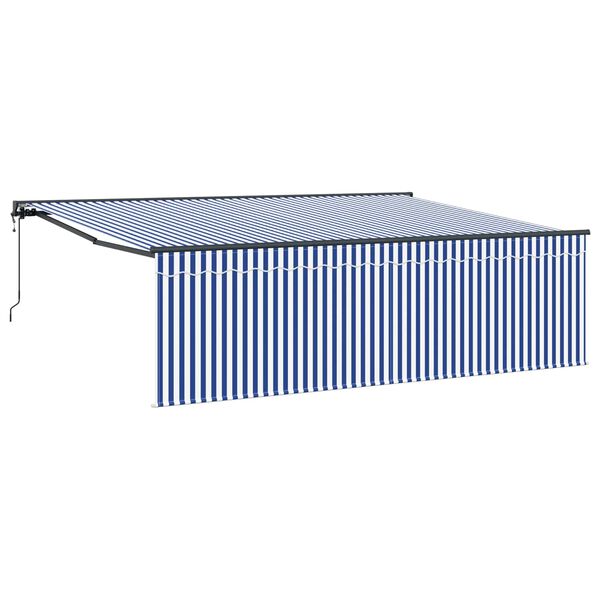 vidaXL Cortina Retractabilă Albastru și Alb 400 &times; 300 cm