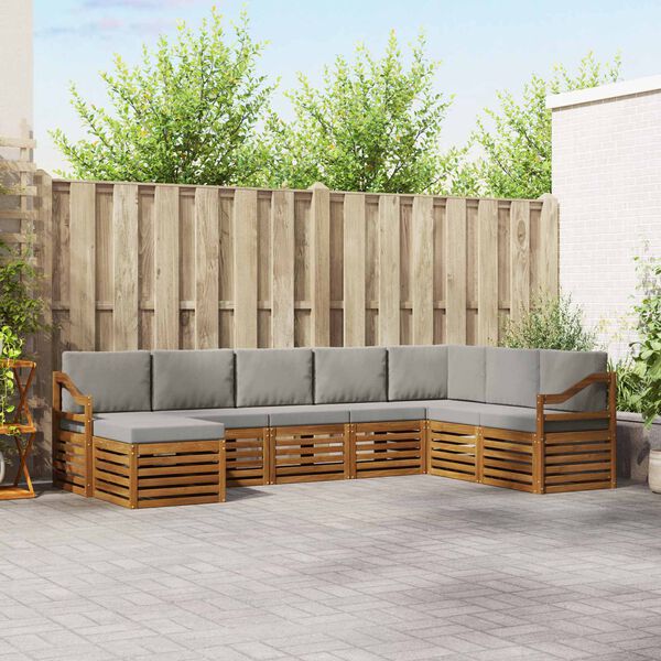 vidaXL Set canapea sectională cu pernă 8 pcs Gri natural și deschis