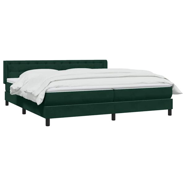 vidaXL Pat box spring cu saltea, verde &icirc;nchis, 180x220 cm, catifea