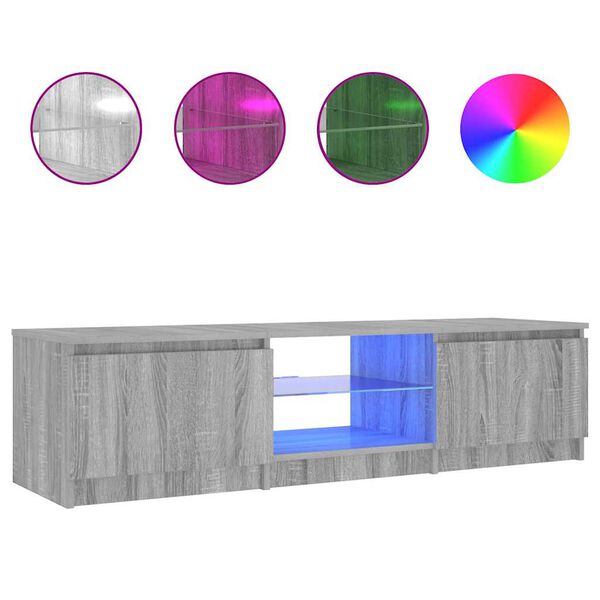 vidaXL Comodă TV cu lumini LED, gri sonoma, 140x40x36 cm