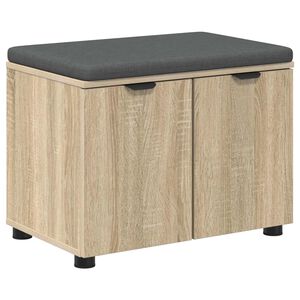 vidaXL Bancă pentru hol cu pernă cu ușă Stejar Sonoma 60 x 38 x 46 cm