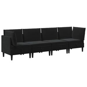 vidaXL Set de mobilier pentru living cu pernă 4 pcs Negru Catifea