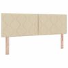 vidaXL Pat cu arcuri cu saltea cu headboard Crem 140 x 200 cm țesătură