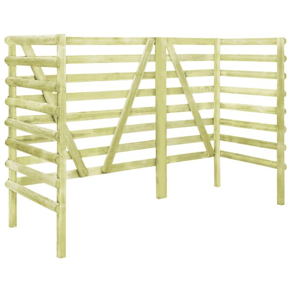 vidaXL Magazie triplă pubele verde 210x80x150cm lemn de pin tratat