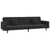 vidaXL Canapea extensibilă cu 2 locuri, 2 perne, negru, catifea