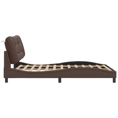 vidaXL Cadru de pat cu tăblie, maro, 120x200 cm, piele ecologică