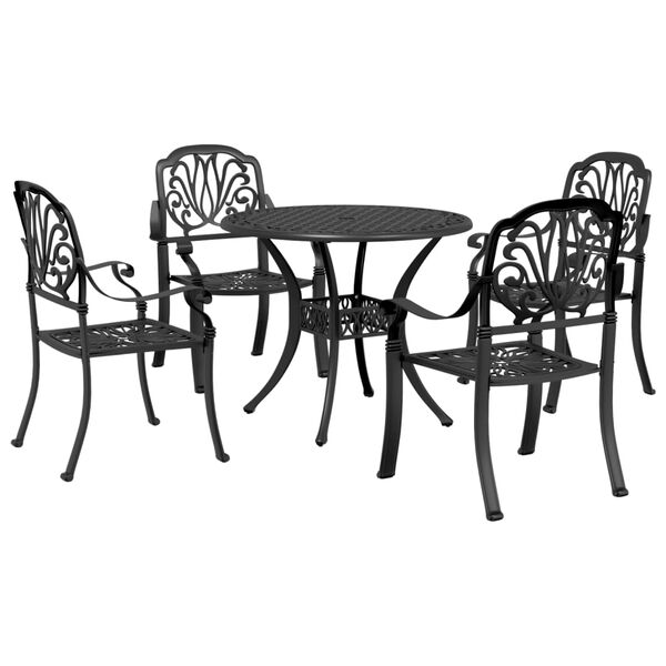 vidaXL Set mobilier de grădină, 5 piese, negru, aluminiu turnat