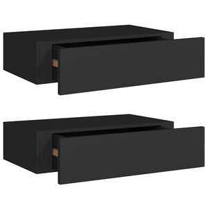 vidaXL Dulap de perete cu sertare, 2 buc., negru, 40x23,5x10 cm, MDF