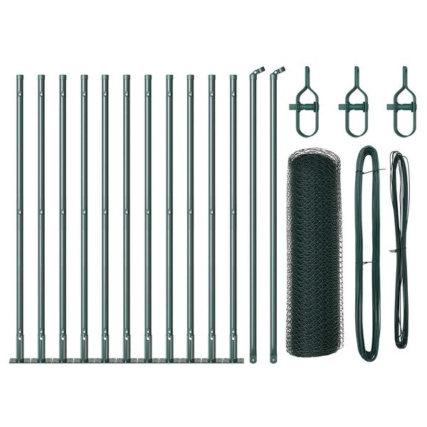 vidaXL Îngrădire cu stâlpi Verde 0.4 x 25 m otel acoperit cu PVC