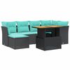 vidaXL Set canapele grădină perne 7 piese negru, poliratan/lemn acacia
