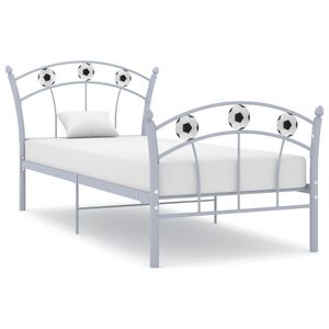 vidaXL Cadru de pat, cu model de fotbal, gri, 90 x 200 cm, metal