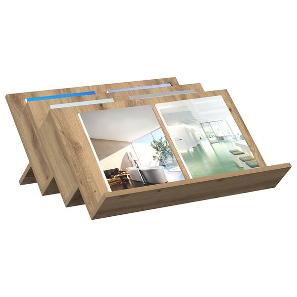 vidaXL Raft pentru reviste cu raft Stejar Artizanal 65 x 53 x 28,5 cm