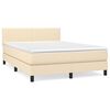 vidaXL Pat box spring cu saltea, crem, 140x200 cm, textil