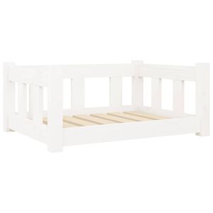 vidaXL Pat pentru c&acirc;ini, alb, 65,5x50,5x28 cm, lemn masiv de pin