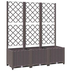 vidaXL Jardinieră de grădină cu spalier, maro, 120x40x136 cm, PP