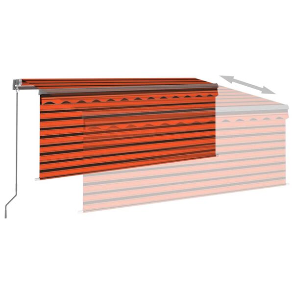 vidaXL Copertină retractabilă manual cu stor, portocaliu&maro, 3x2,5 m
