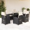 vidaXL Set mobilier de grădină cu perne, 7 piese, negru, poliratan