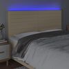 vidaXL Tăblie de pat cu LED, crem, 160x5x118/128 cm, textil