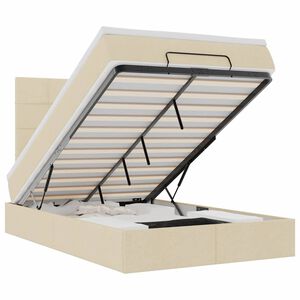 vidaXL Cadru de pat otoman cu saltea crem 120x190cm stofa