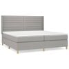 vidaXL Pat box spring cu saltea, gri deschis, 200x200 cm, textil