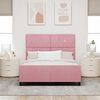 vidaXL Pat cu arcuri cu headboard Roz 140 x 200 cm Catifea