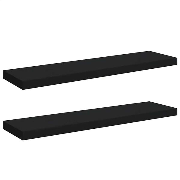 vidaXL Rafturi de perete suspendate 2 buc., negru, 90x23,5x3,8 cm, MDF