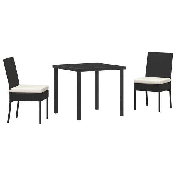 vidaXL Set de masă pentru grădină 7 pcs Negru