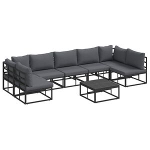 vidaXL Set de canapele pentru grădină 8 buc. Negru Aluminiu