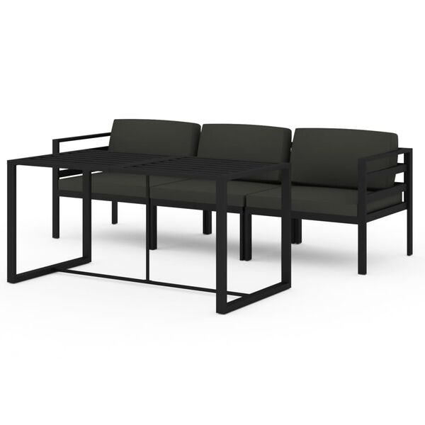 vidaXL Set mobilier de grădină cu perne, 4 piese, antracit, aluminiu