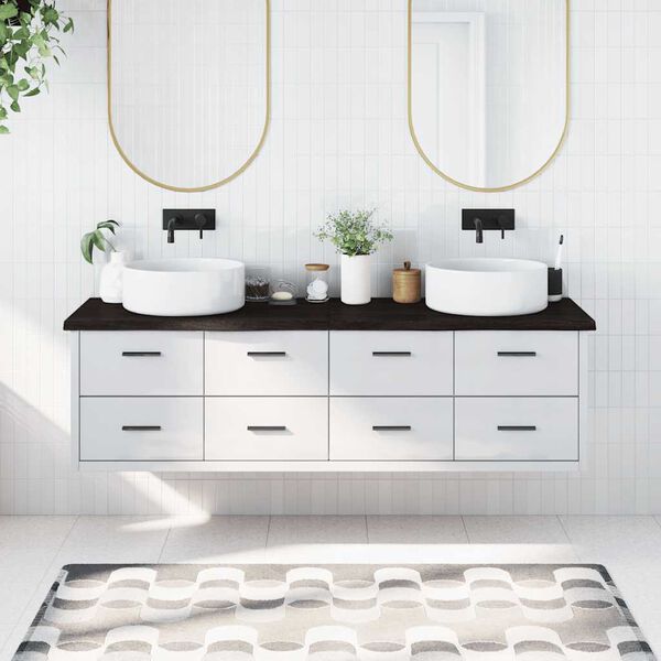 vidaXL Blat de baie, maro închis, 180x50x(2-4) cm, lemn masiv tratat