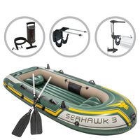 Intex Set barcă gonflabilă ”Seahawk 3” cu motor independent și suport