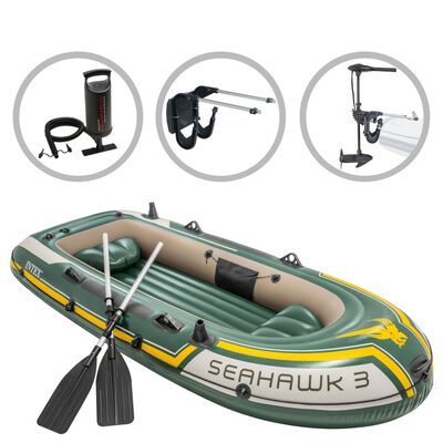 Intex Set barcă gonflabilă Seahawk 3 cu motor independent și suport