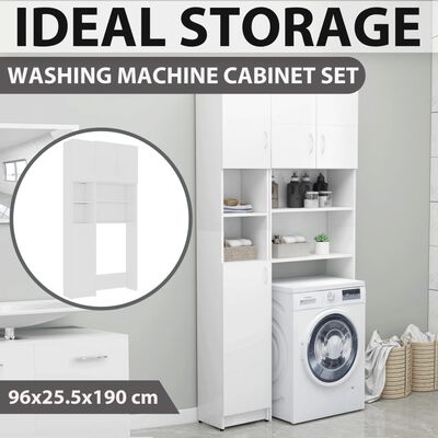 vidaXL Set dulap mașină de spălat, alb, lemn prelucrat
