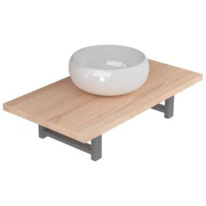 vidaXL Set mobilier de baie din două piese, stejar, ceramică