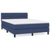 vidaXL Pat continental cu saltea, albastru, 140x200cm, material textil