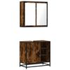 vidaXL Set mobilier de baie, 2 piese, stejar fumuriu, lemn prelucrat