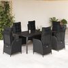 vidaXL Set mobilier de grădină cu perne, 7 piese, negru, poliratan