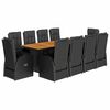 vidaXL Set mobilier de exterior cu perne, 11 piese, negru, poliratan
