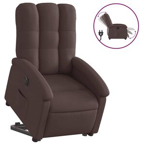 vidaXL Fotoliu electric rabatabil cu ridicare, maro &icirc;nchis, textil