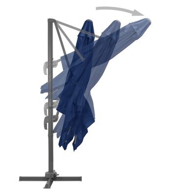 vidaXL Umbrelă suspendată cu stâlp din aluminiu albastru azuriu 3x3 m