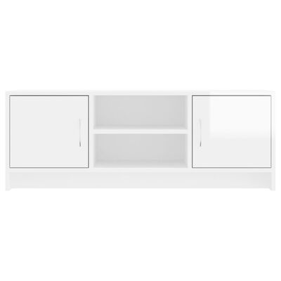 vidaXL Comodă TV, alb extralucios, 102x30x37,5 cm, lemn prelucrat