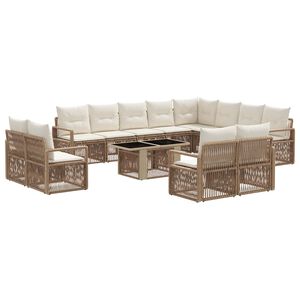 vidaXL Set de canapele pentru grădină 13 buc. Bej și alb crem
