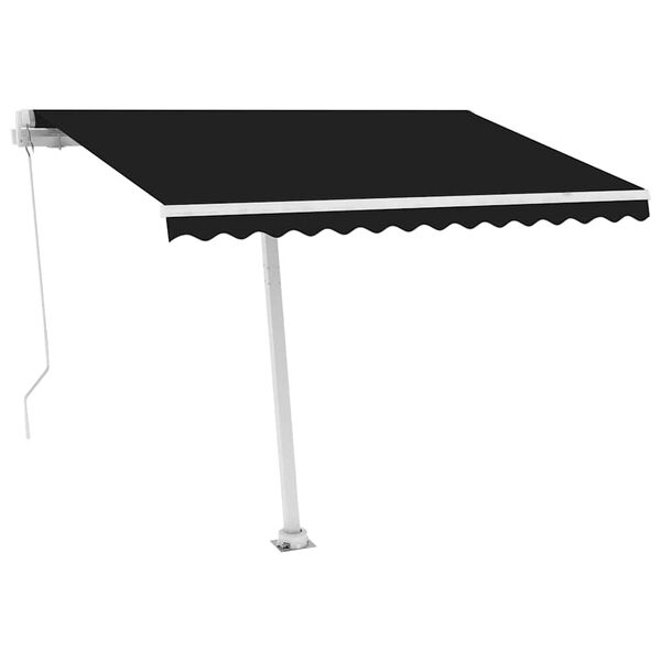 vidaXL Copertină autonomă retractabilă manual, antracit, 350x250 cm