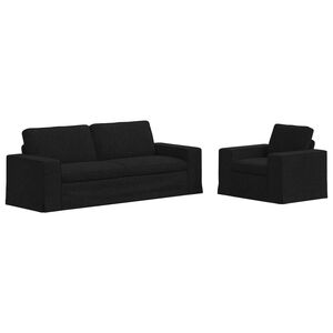 vidaXL Canapea 2 pcs Negru 182 x 80 x 82 cm țesătură