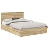 vidaXL Pat cu storage Stejar Sonoma 140 x 190 cm Lemn prelucrat