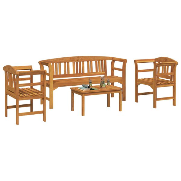 vidaXL Set de lounge cu trandafir de grădină 4 pcs natural