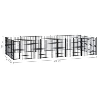 vidaXL Padoc pentru câini de exterior, 46,08 m², oțel