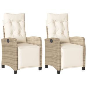 vidaXL Scaun de grădină rabatabil cu suport picioare,2 buc., poliratan