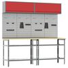 vidaXL Set banc de lucru 8 buc. Roșu și gri 200 x 55 x 200 cm